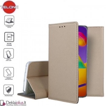 Telone smart magnet atverčiamas dėklas - auksinės spalvos (Samsung M31S)